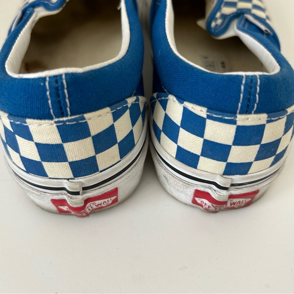 Vans Blue White Classic Checkered Print slip on size W6.5 M5 - Picture 4 of 7